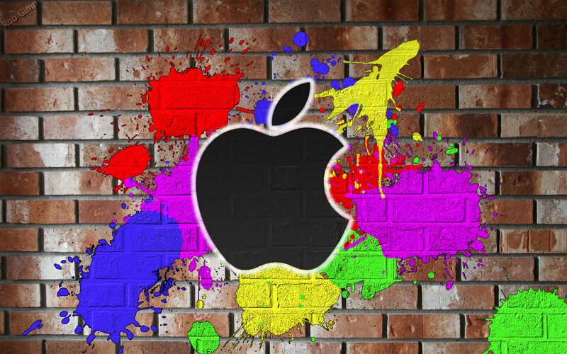 Apple logo with paint splatters