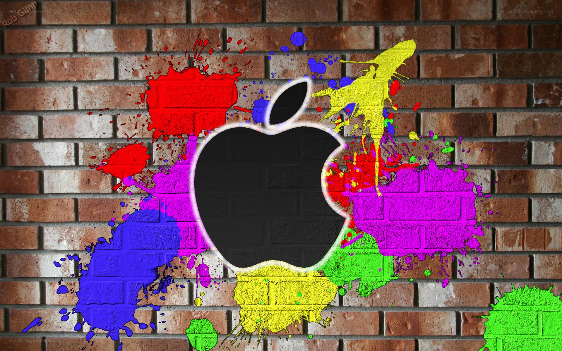 Apple logo with paint splatters
