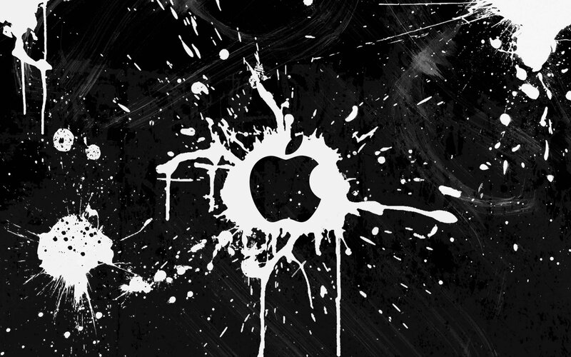 Apple Logo with Paint Splatters — Black, Dramatic