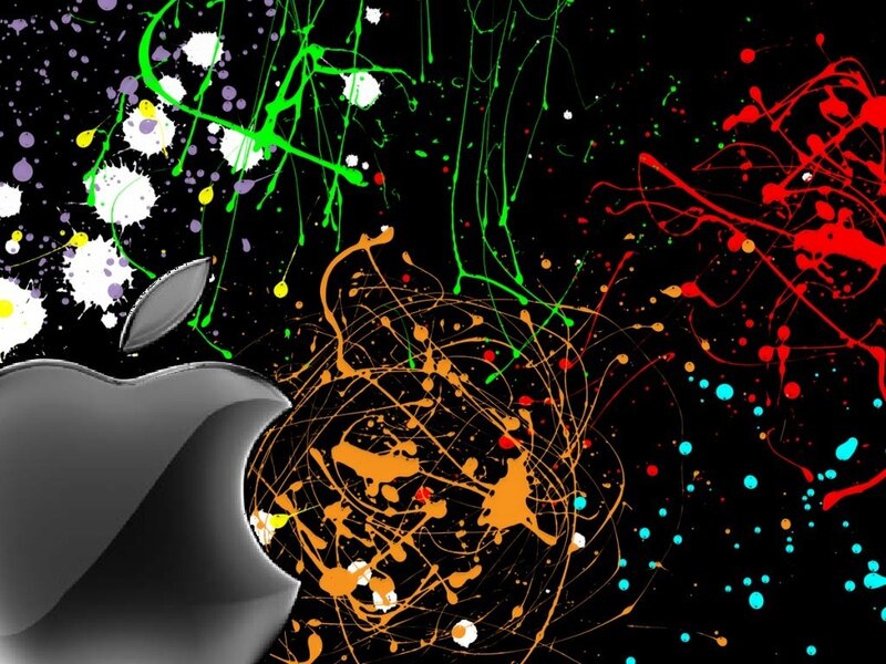 Apple Logo with Paint Splatters — Black