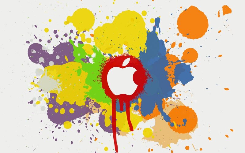 Apple Logo with Paint Splatters — Red