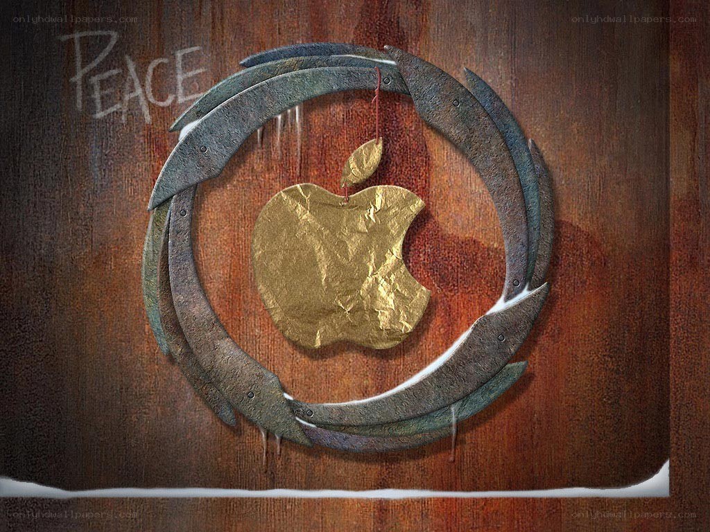 Apple logo with peace symbol
