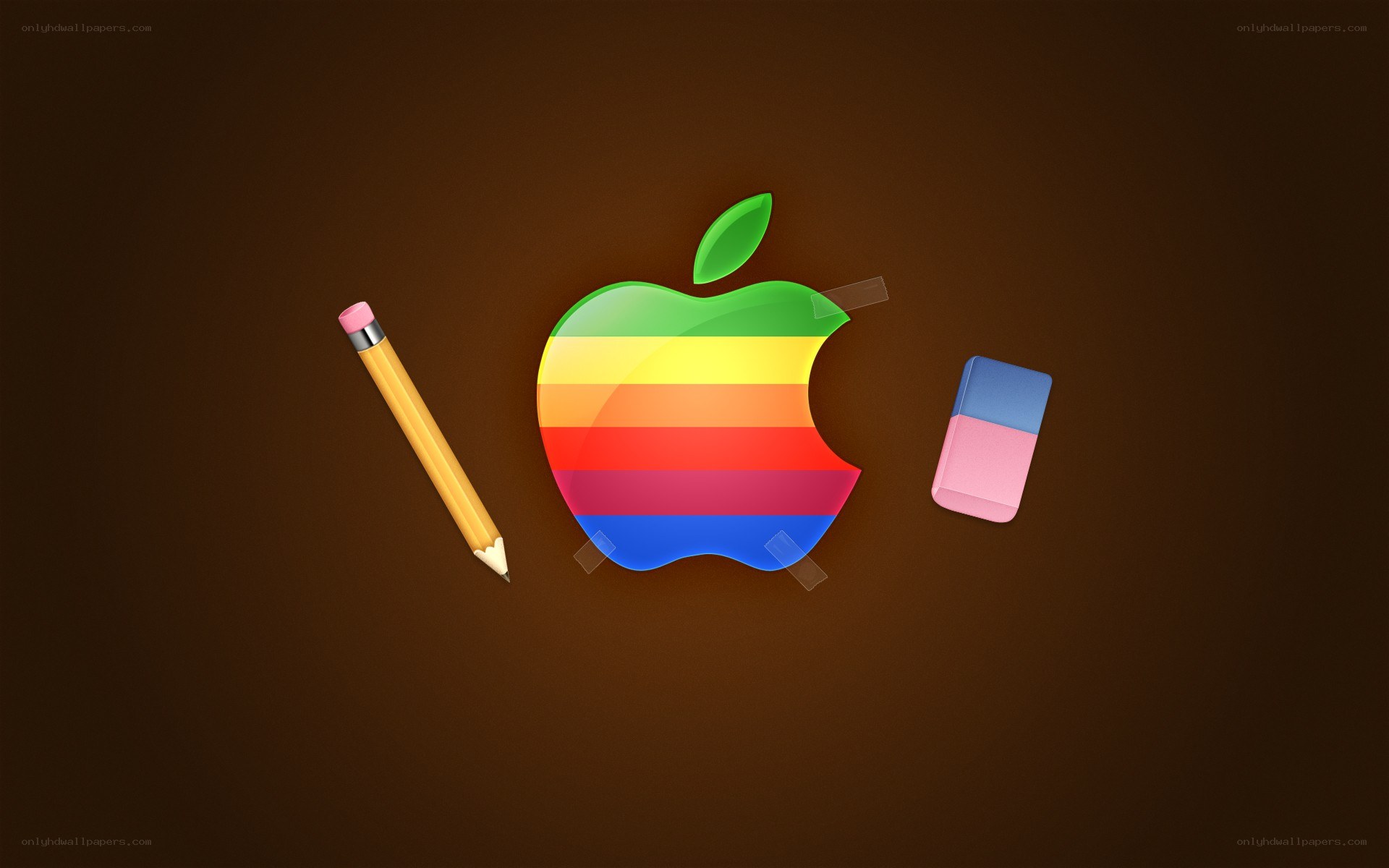 Apple logo with pencil and eraser
