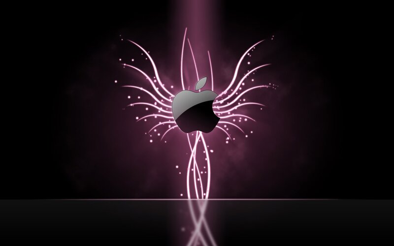 Apple logo with pink light effects