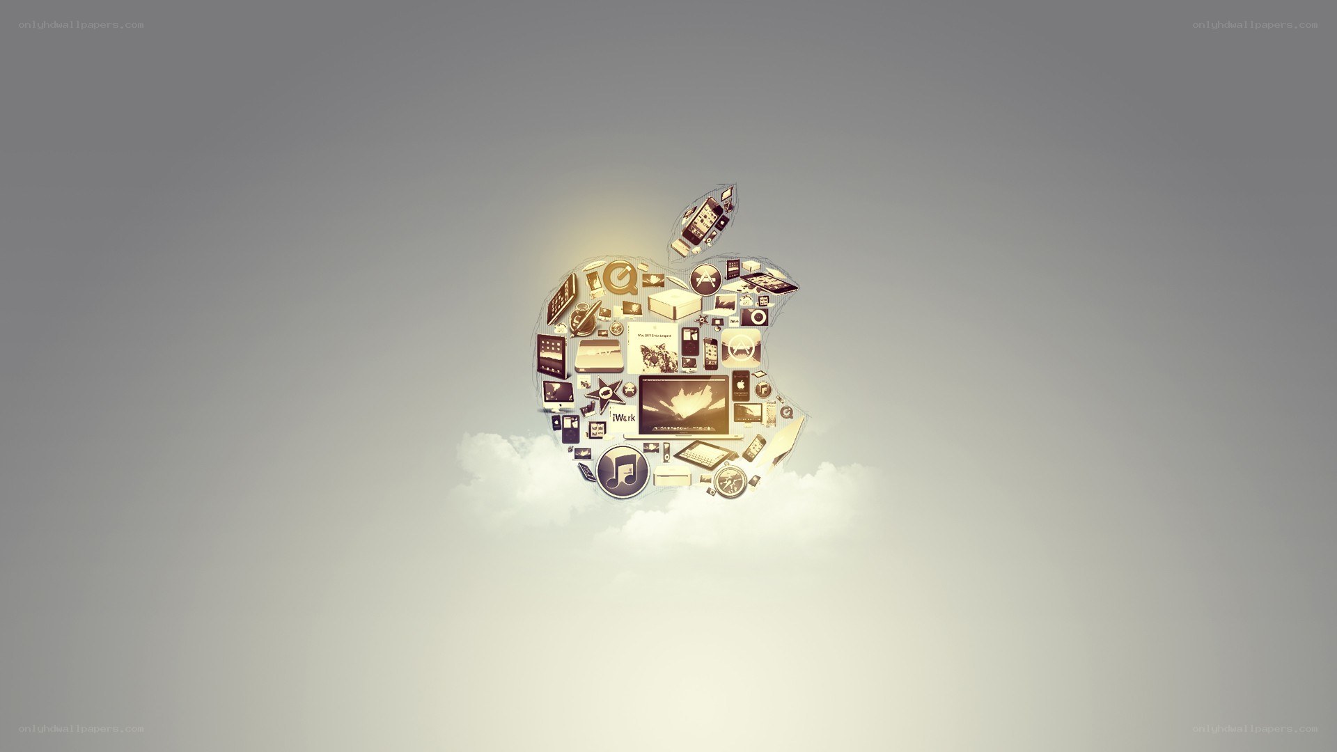 Apple logo with product collage