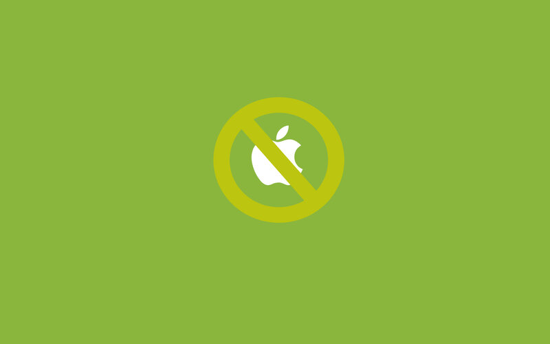 Apple logo with prohibition sign