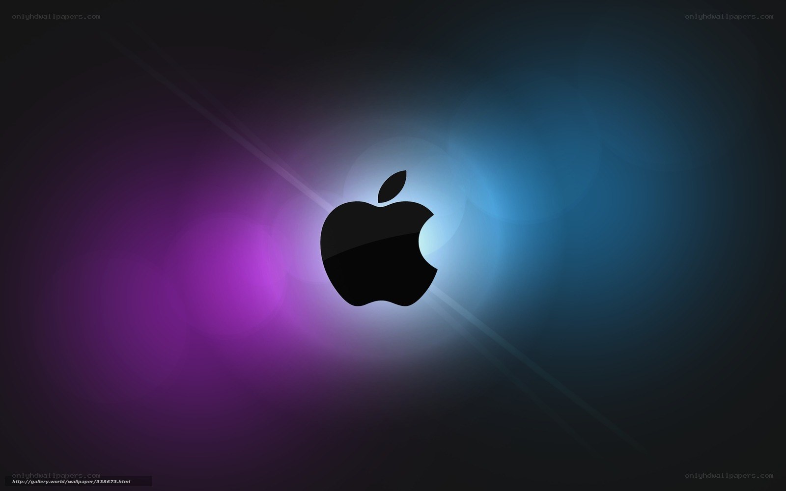 Apple logo with purple and blue lights