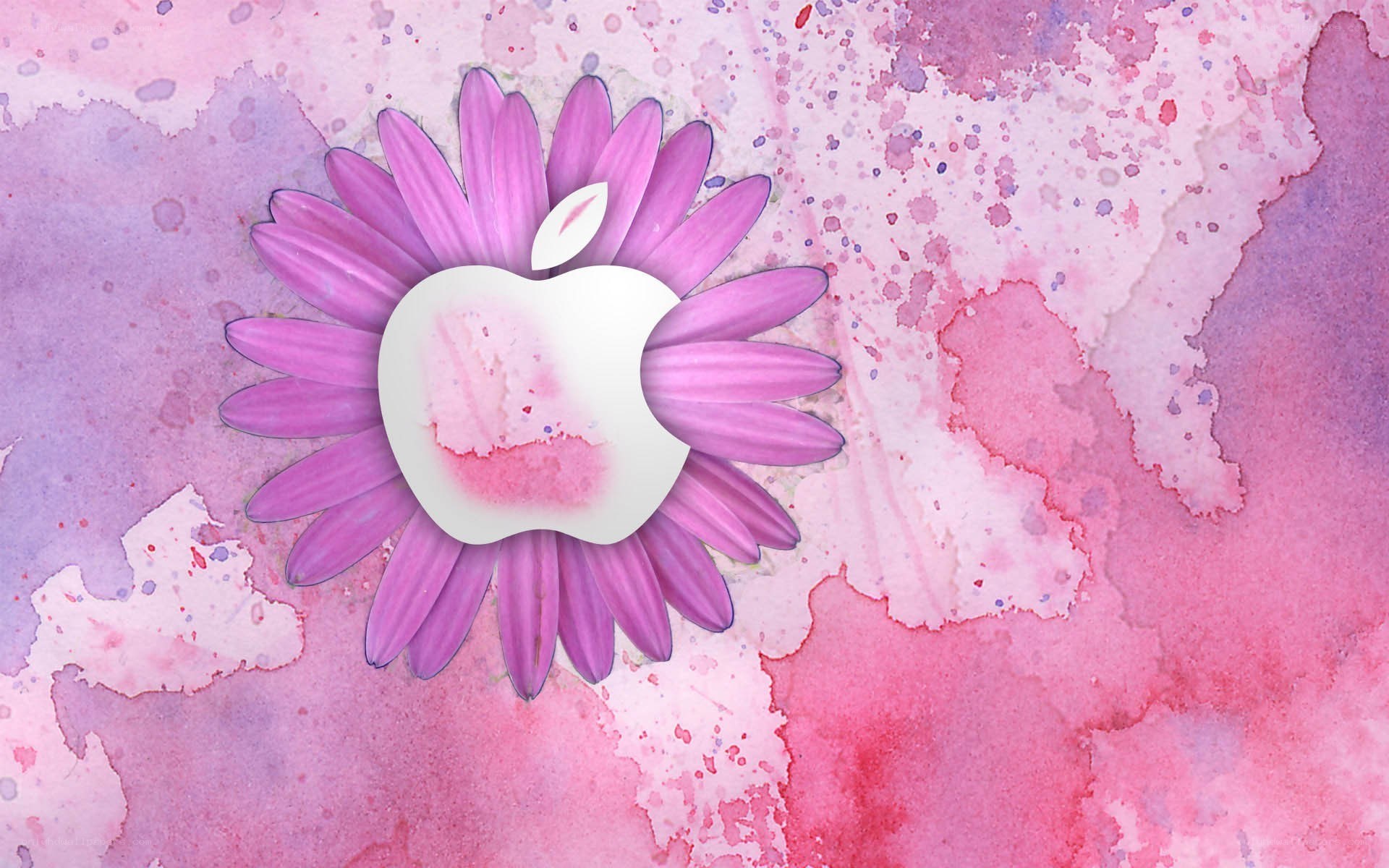 Apple logo with purple flower