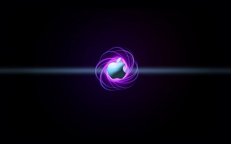 Apple logo with purple glow
