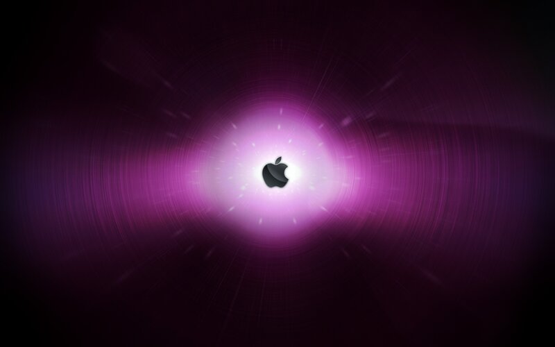 Apple logo with purple glow