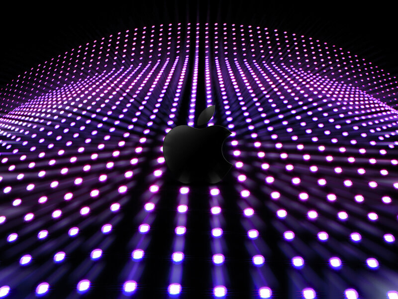 Apple logo with purple lights