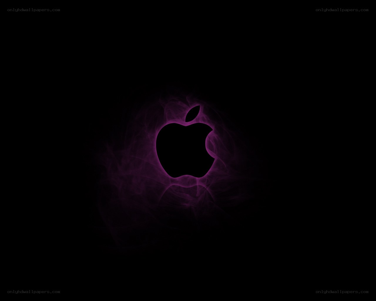 Apple logo with purple smoke
