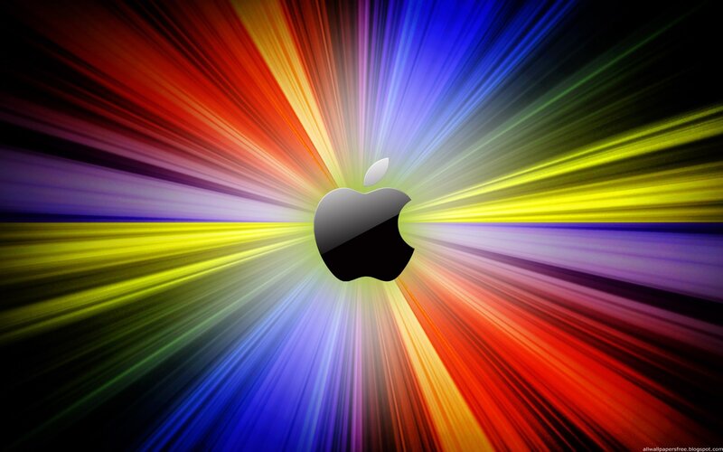 Apple logo with rainbow burst