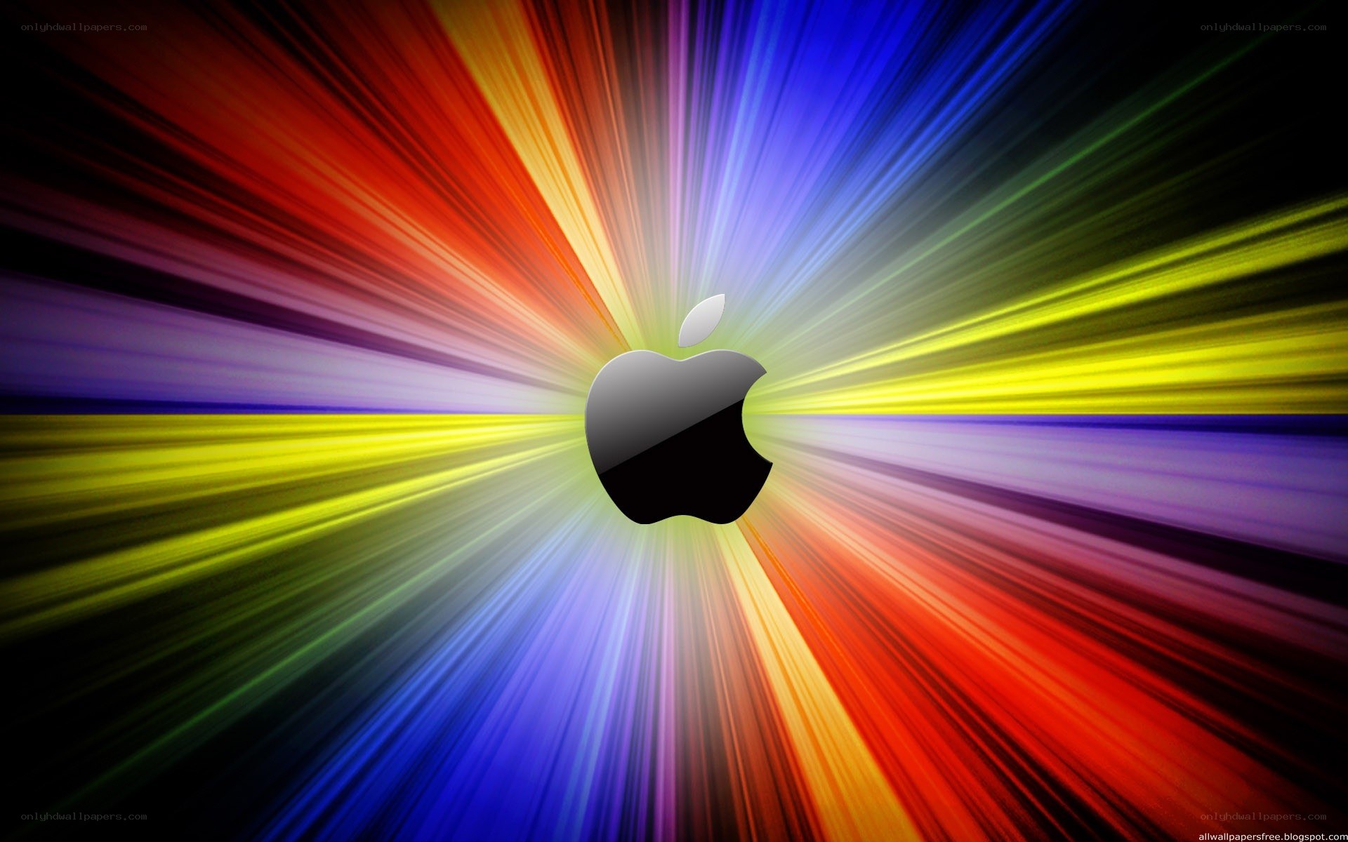 Apple logo with rainbow burst