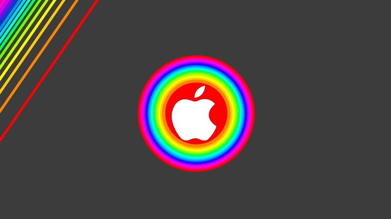 Apple Logo with Rainbow Rings