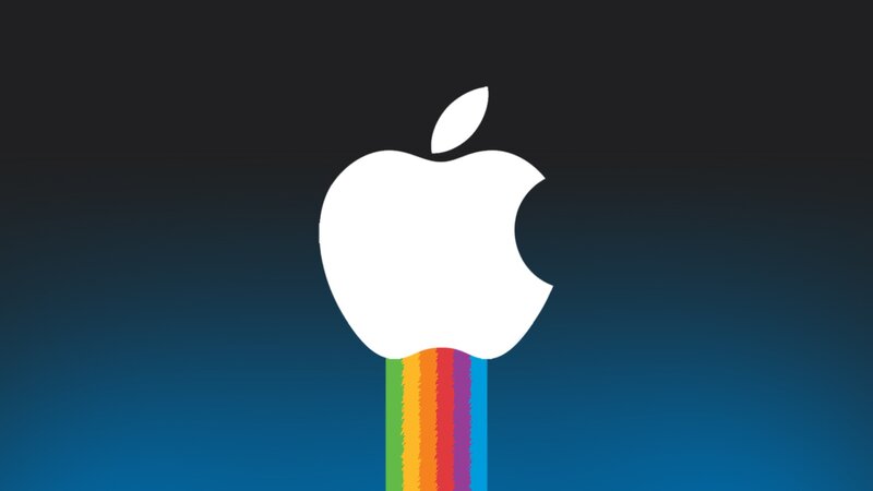 Apple logo with rainbow stream