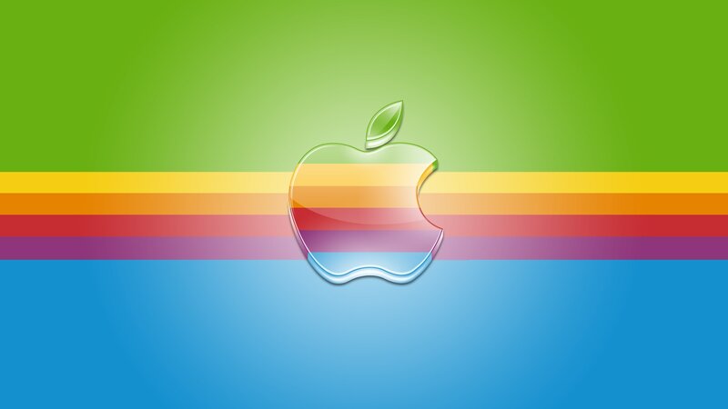 Apple logo with rainbow stripes