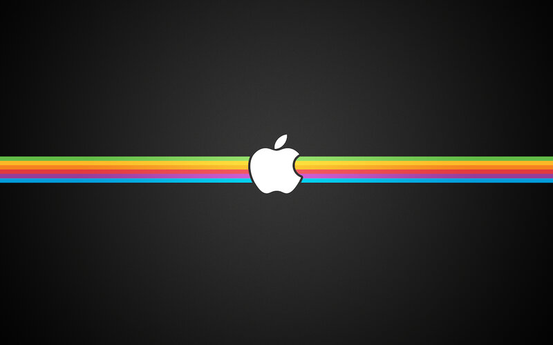 Apple logo with rainbow stripes