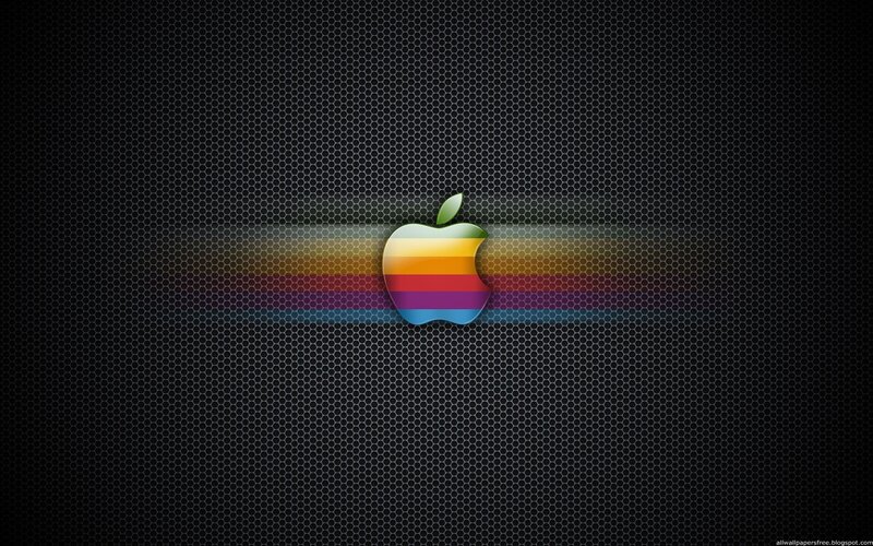 Apple logo with rainbow stripes
