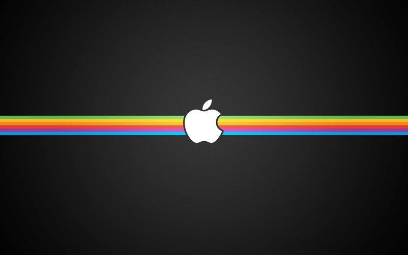 Apple logo with rainbow stripes