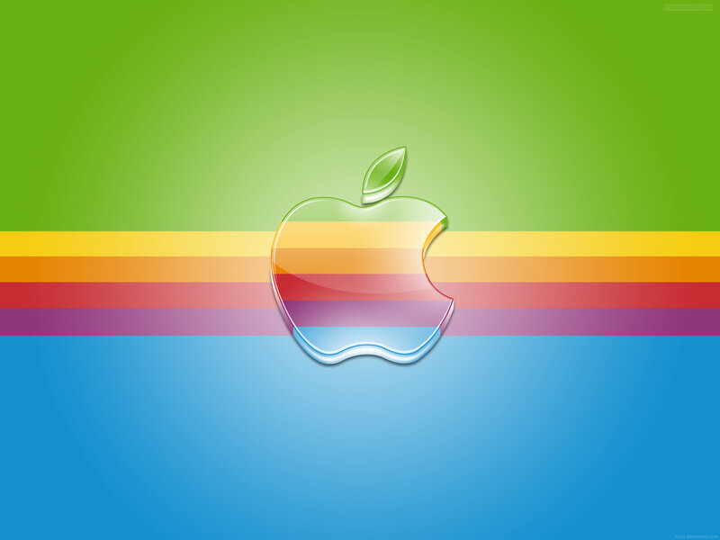 Apple logo with rainbow stripes