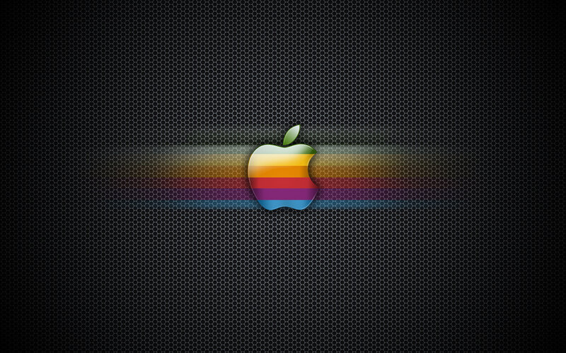Apple logo with rainbow stripes