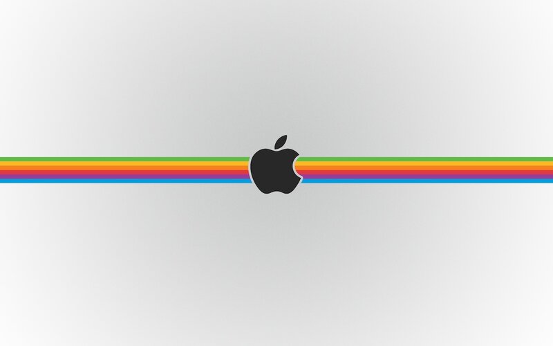 Apple logo with rainbow stripes