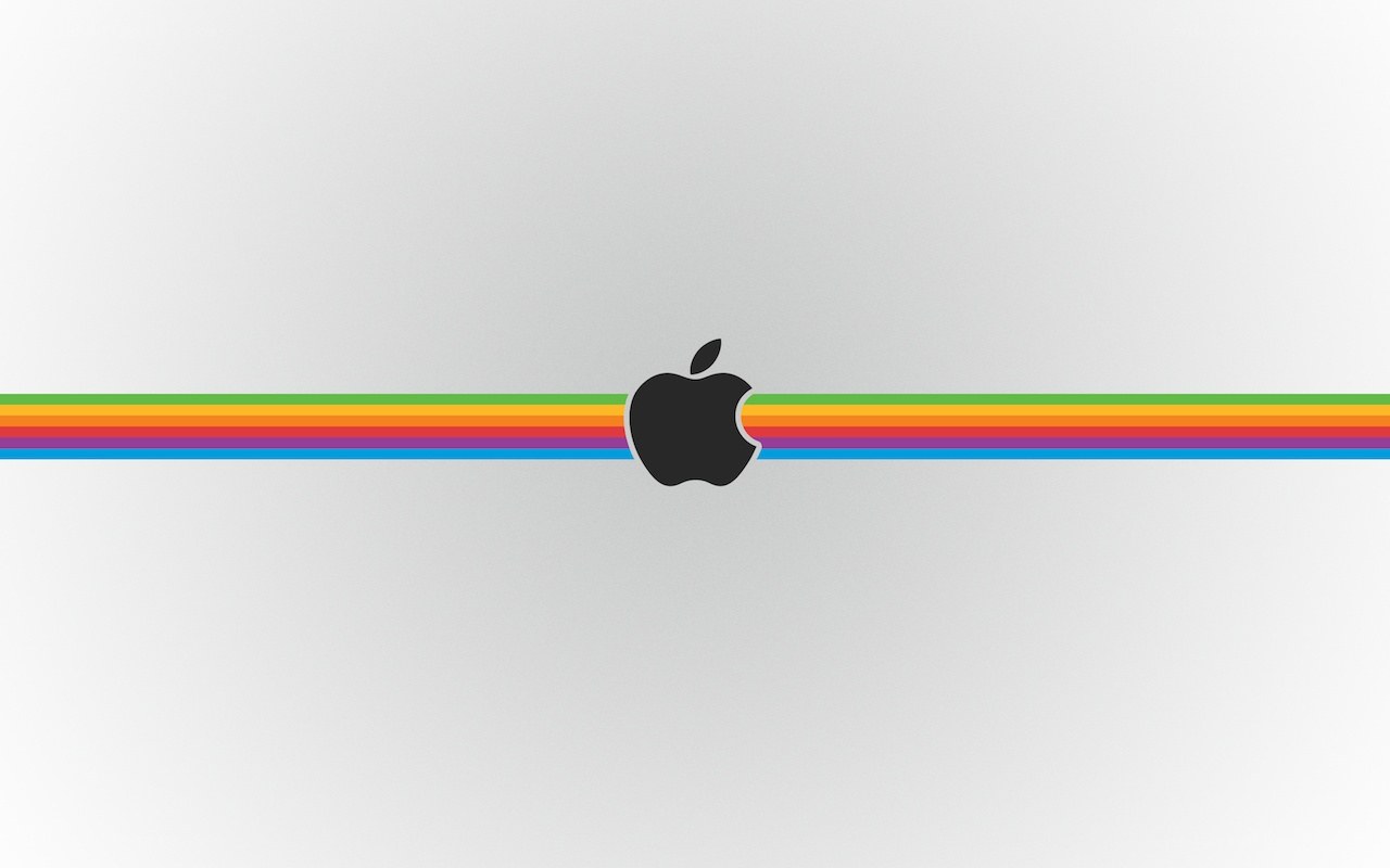 Apple logo with rainbow stripes