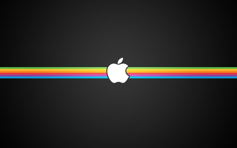 Apple Logo with Rainbow Stripes — Black