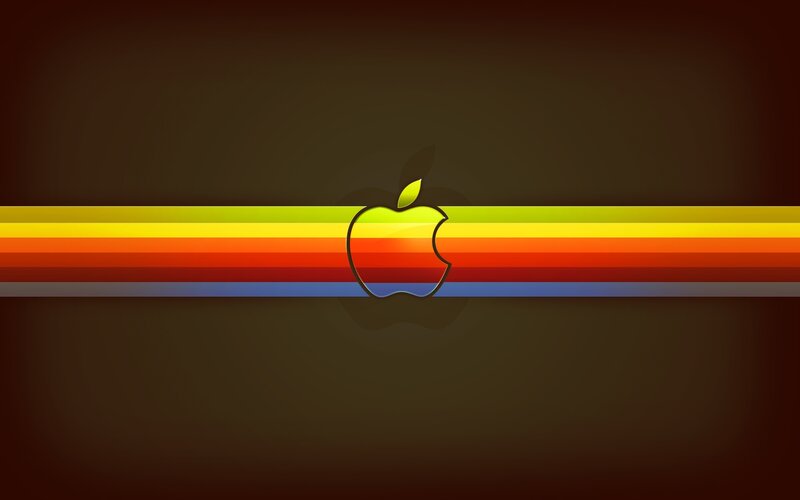 Apple logo with rainbow stripes