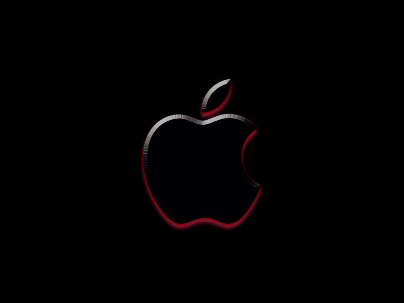 Apple logo with red glow
