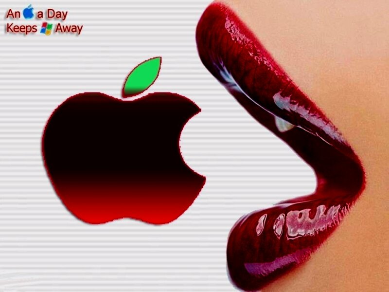 Apple logo with red lips