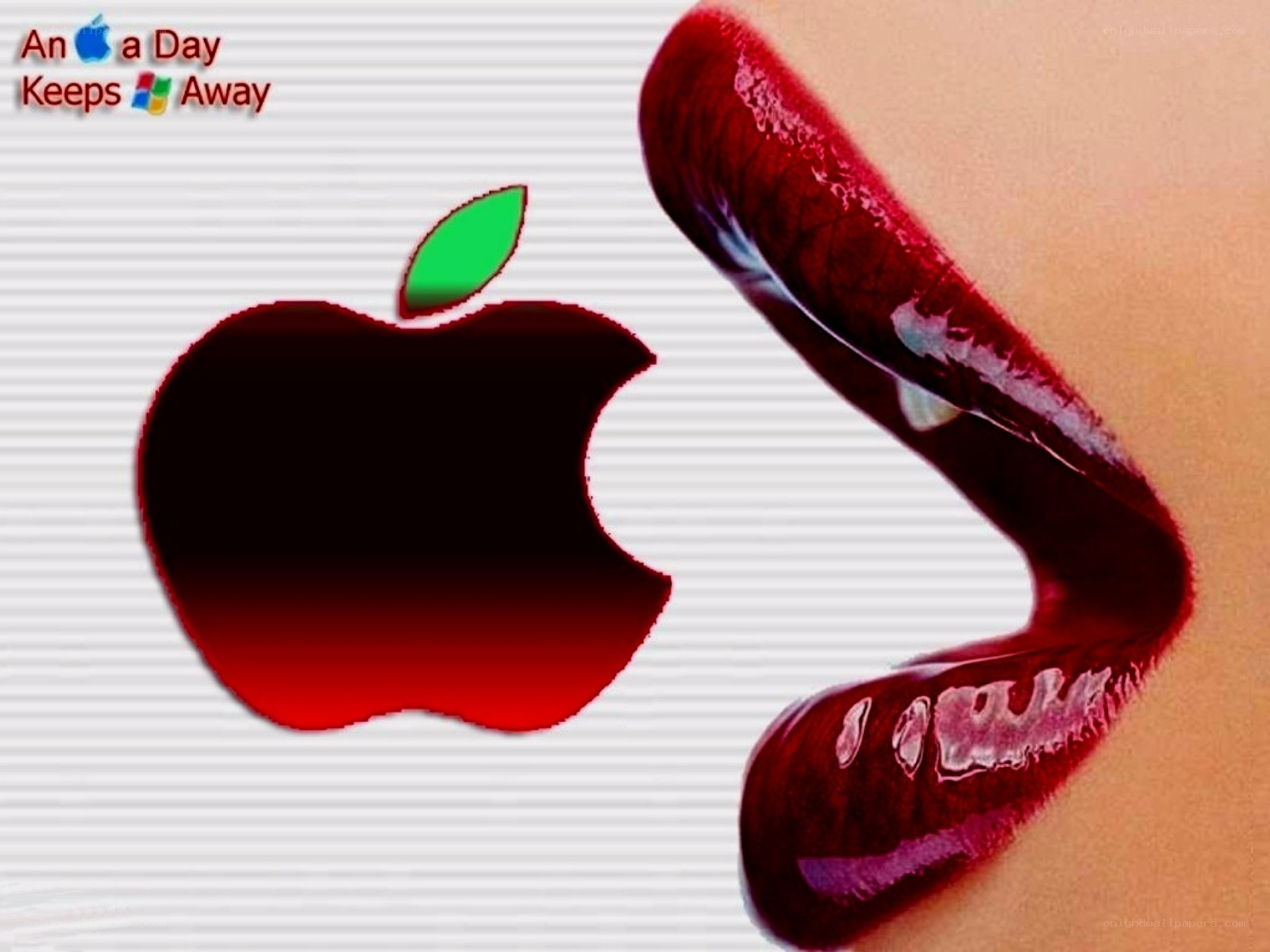 Apple logo with red lips