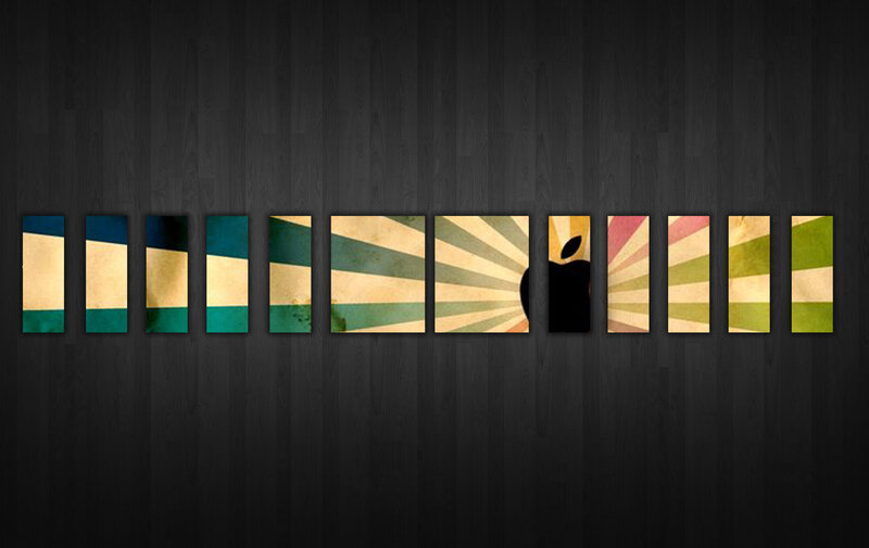 Apple logo with retro panels