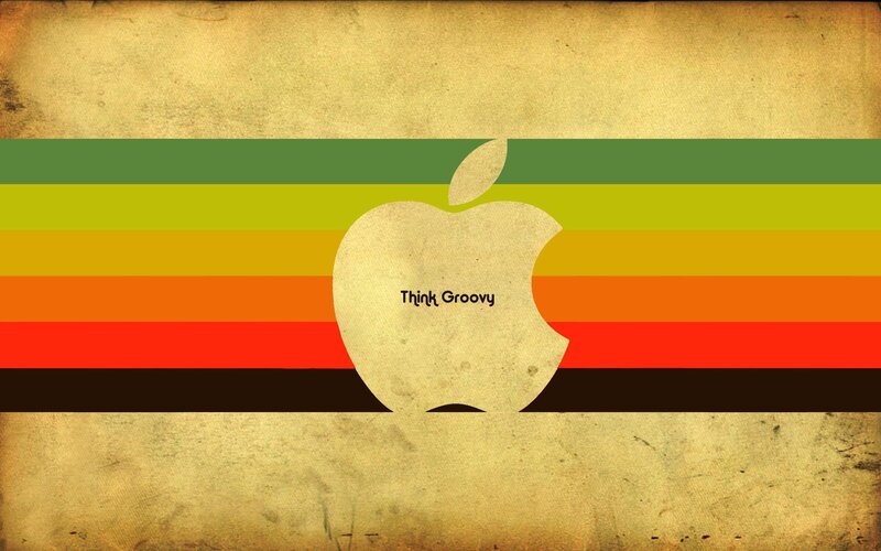 Apple logo with retro stripes