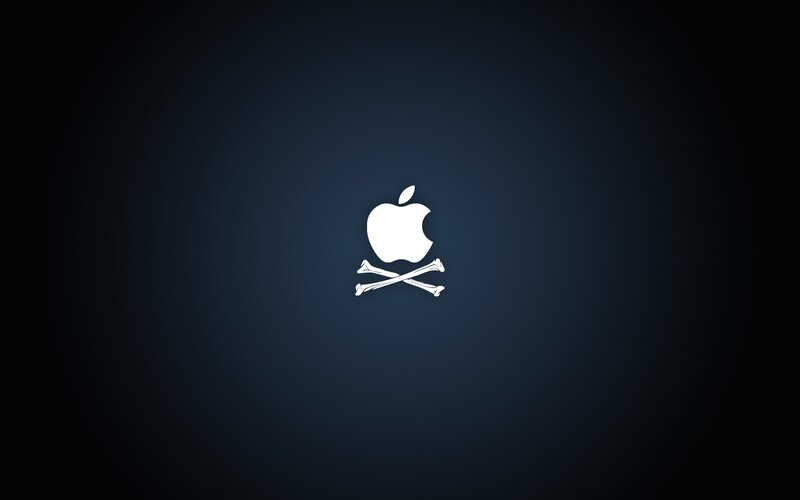 Apple logo with skull and crossbones