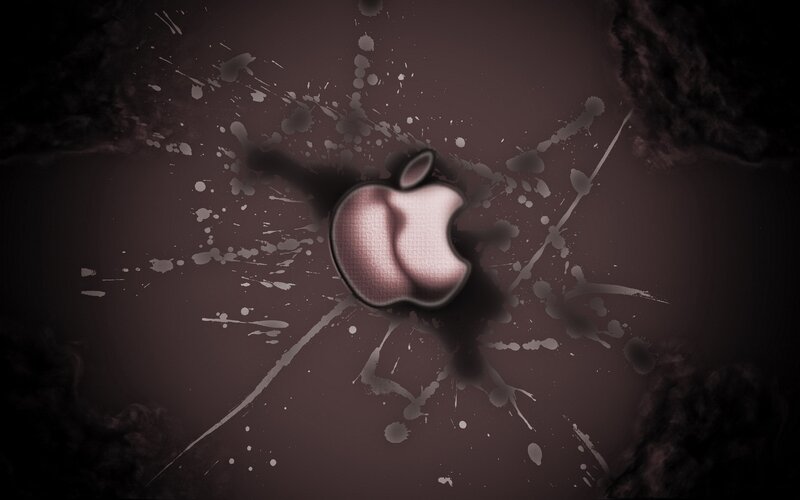 Apple Logo with Splatters — Brown