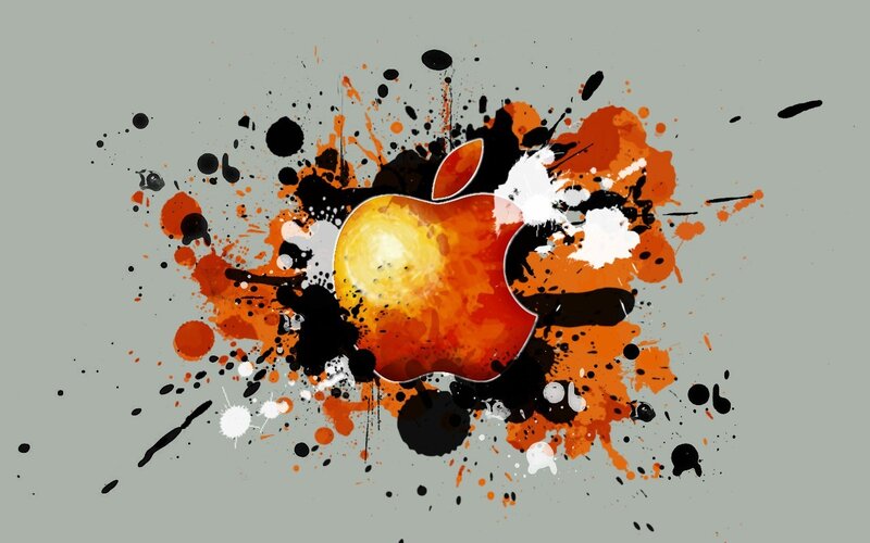 Apple Logo with Splatters — Orange