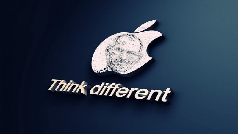 Apple logo with Steve Jobs portrait
