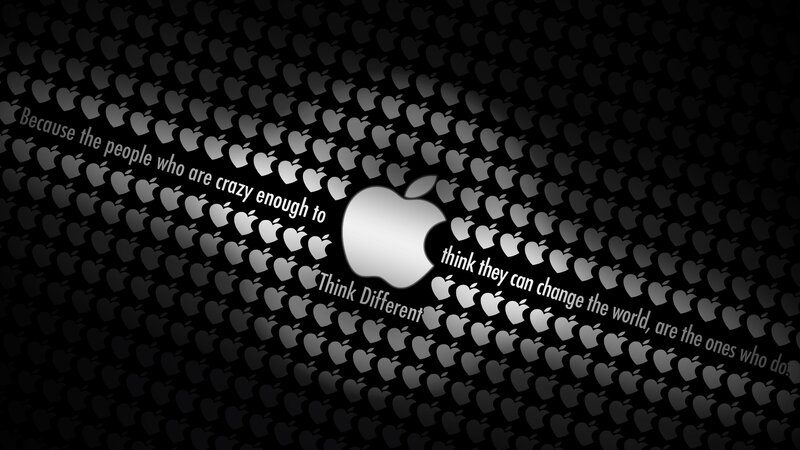 Apple Logo with Text — Black, Minimalist, Digital Art, Pattern