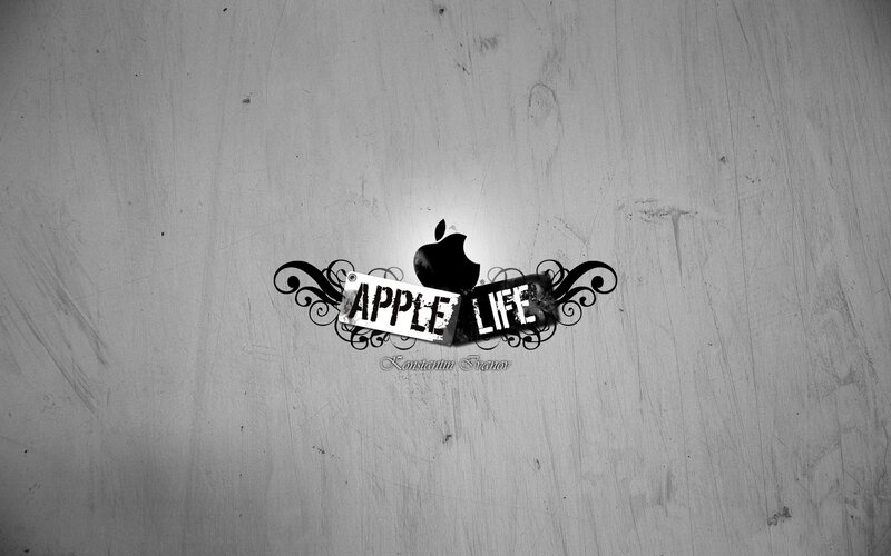 Apple Logo with Text — Black, Minimalist, Digital Art