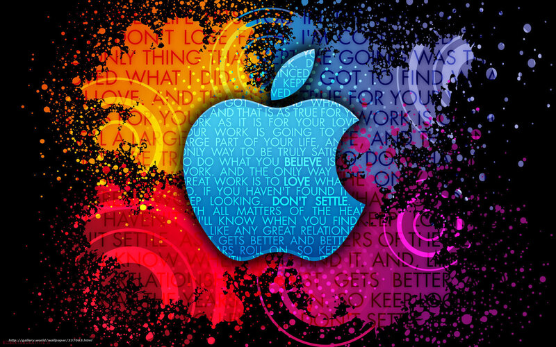 Apple Logo with Text — Blue, Energetic, Digital Art