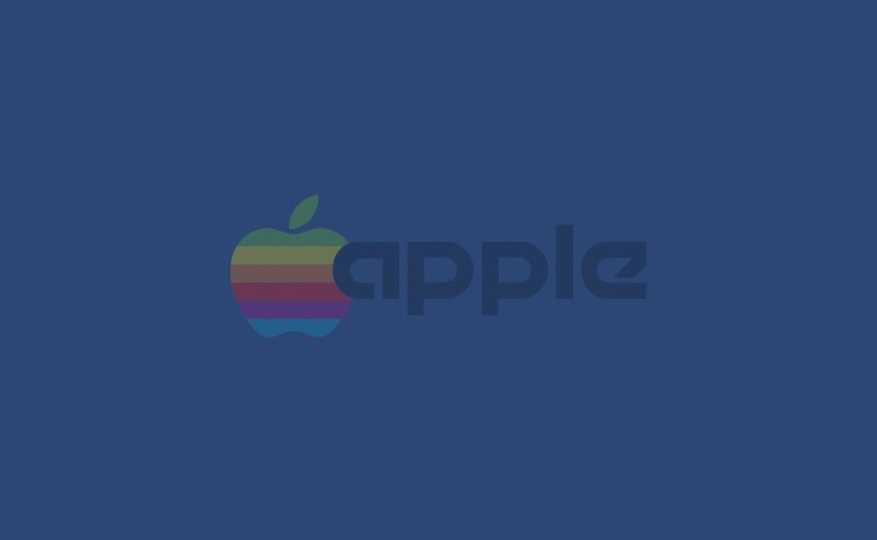 Apple Logo with Text — Blue, Minimalist