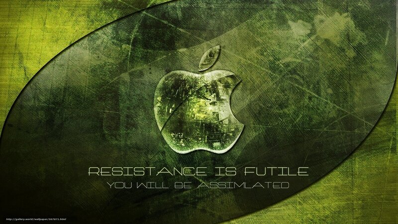 Apple Logo with Text — Green, Dark