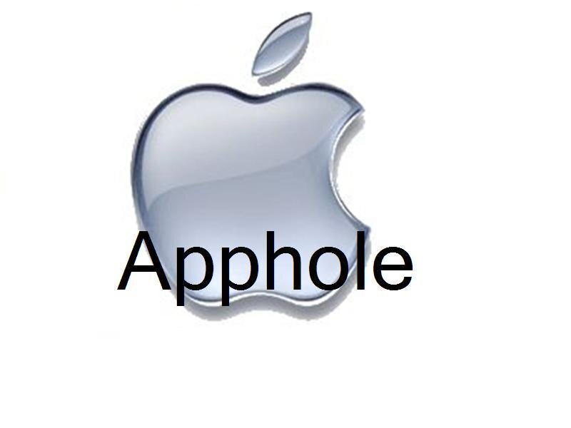 Apple logo with text overlay
