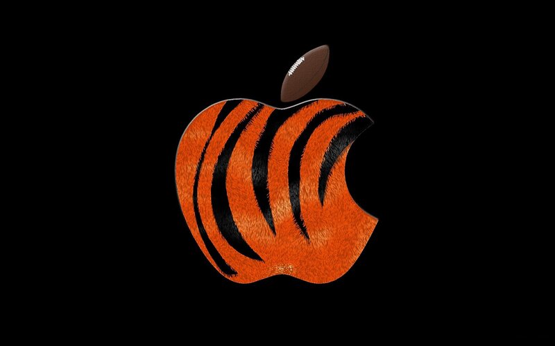 Apple logo with tiger stripes