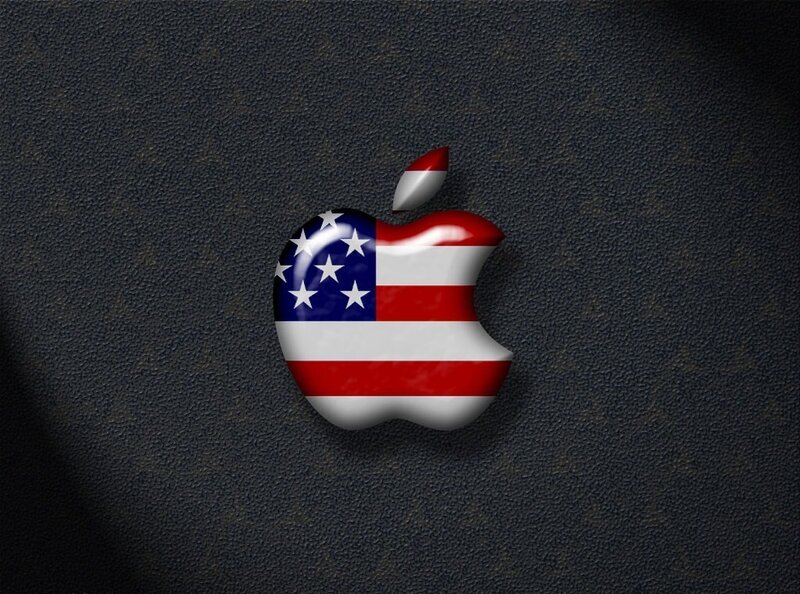 Apple logo with US flag design