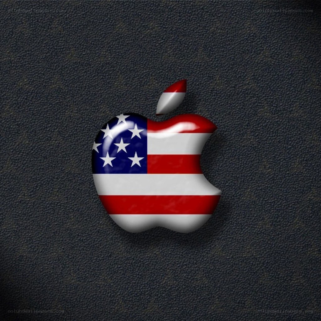 Apple logo with US flag