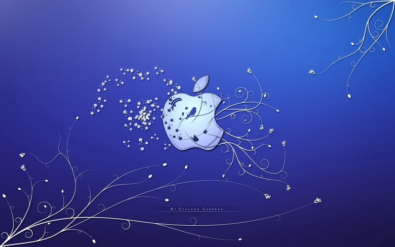Apple Logo with Vines — Blue