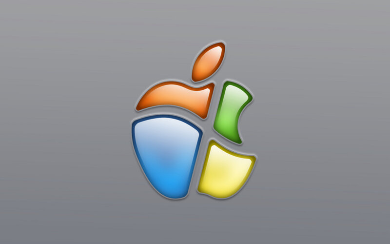 Apple logo with Windows elements
